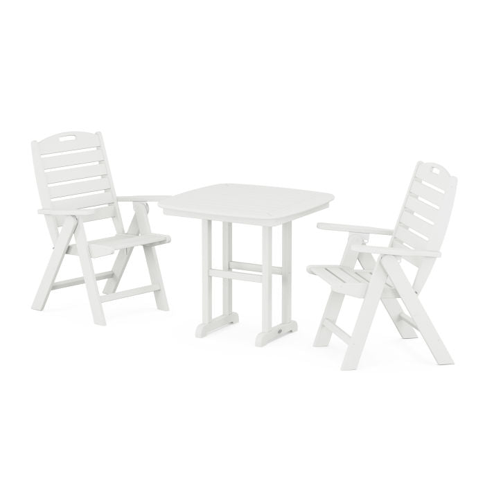 Polywood Nautical Folding Highback Chair 3-Piece Dining Set in Vintage Finish PWS1218-1-V