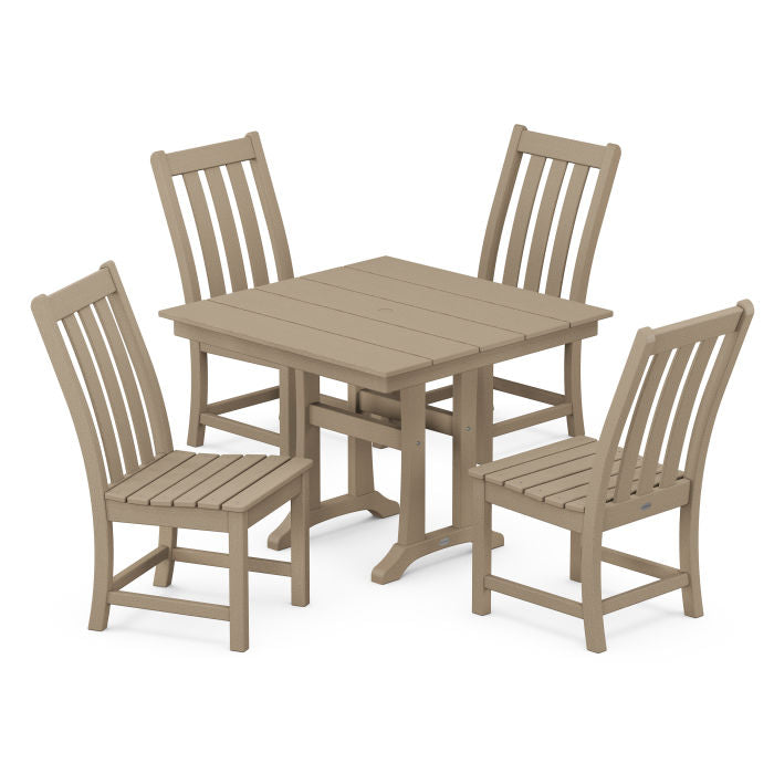 Polywood Vineyard 5-Piece Farmhouse Trestle Side Chair Dining Set in Vintage Finish PWS642-1-V