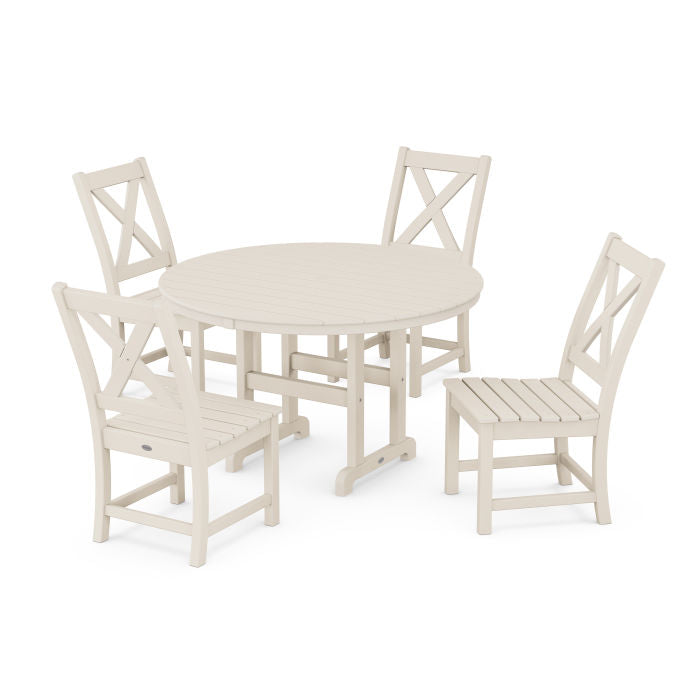 Polywood Braxton Side Chair 5-Piece Round Dining Set PWS1355-1