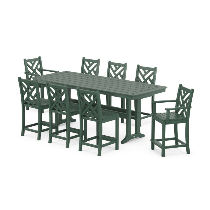 Polywood Chippendale 9-Piece Counter Set with Trestle Legs PWS1929-1