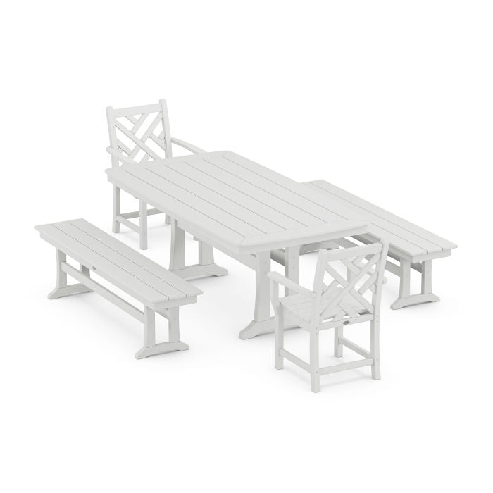 Polywood Chippendale 5-Piece Dining Set with Trestle Legs PWS1033-1
