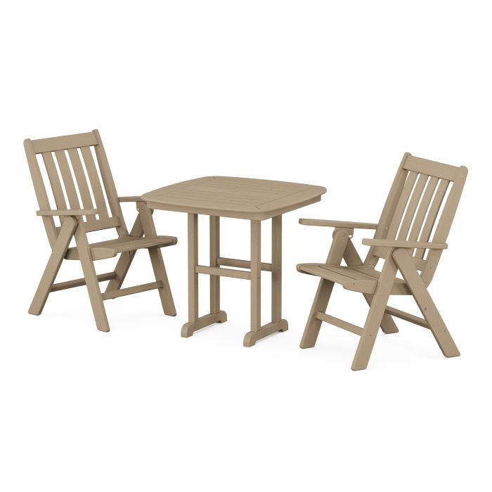 Polywood Vineyard Folding Chair 3-Piece Dining Set in Vintage Finish PWS1231-1-V