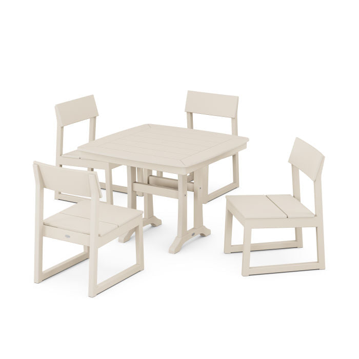 Polywood EDGE Side Chair 5-Piece Dining Set with Trestle Legs PWS970-1