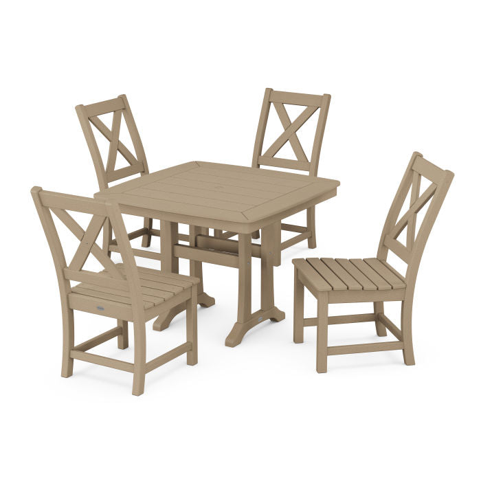 Polywood Braxton Side Chair 5-Piece Dining Set with Trestle Legs in Vintage Finish PWS961-1-V