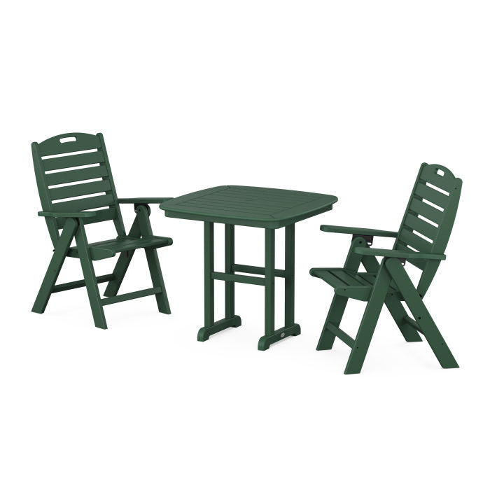 Polywood Nautical Folding Highback Chair 3-Piece Dining Set PWS1218-1