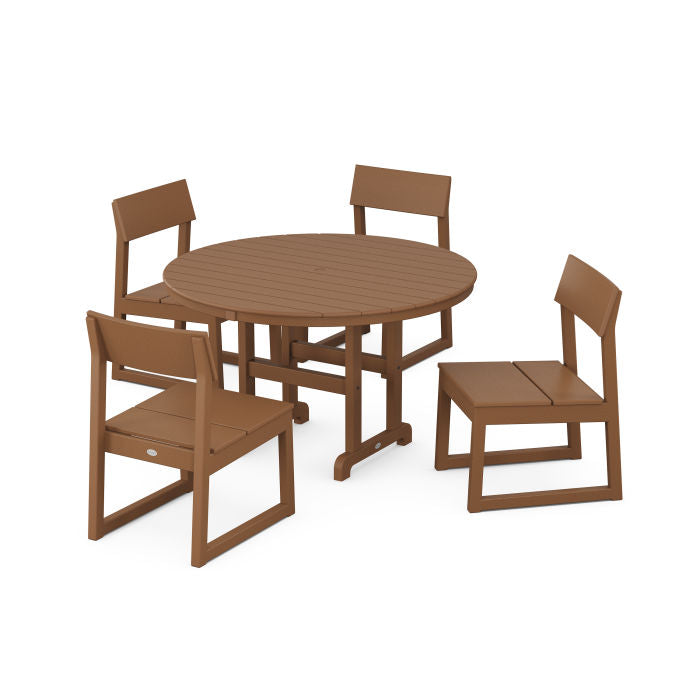 Polywood EDGE Side Chair 5-Piece Round Farmhouse Dining Set PWS1360-1