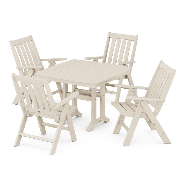 Polywood Vineyard Folding 5-Piece Dining Set with Trestle Legs PWS992-1