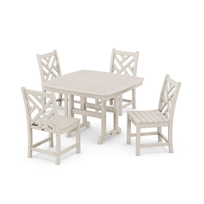Polywood Chippendale Side Chair 5-Piece Dining Set with Trestle Legs PWS912-1