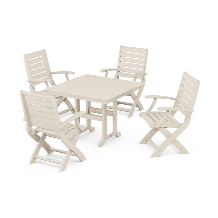 Polywood Signature Folding Chair 5-Piece Farmhouse Dining Set PWS1160-1