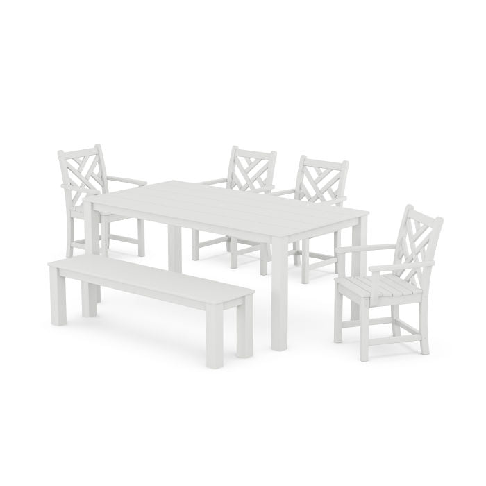 Polywood Chippendale 6-Piece Parsons Dining Set with Bench PWS2319-1