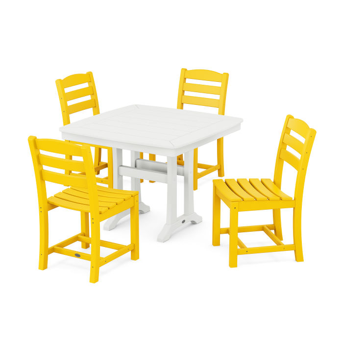 Polywood La Casa Café Side Chair 5-Piece Dining Set with Trestle Legs PWS972-1