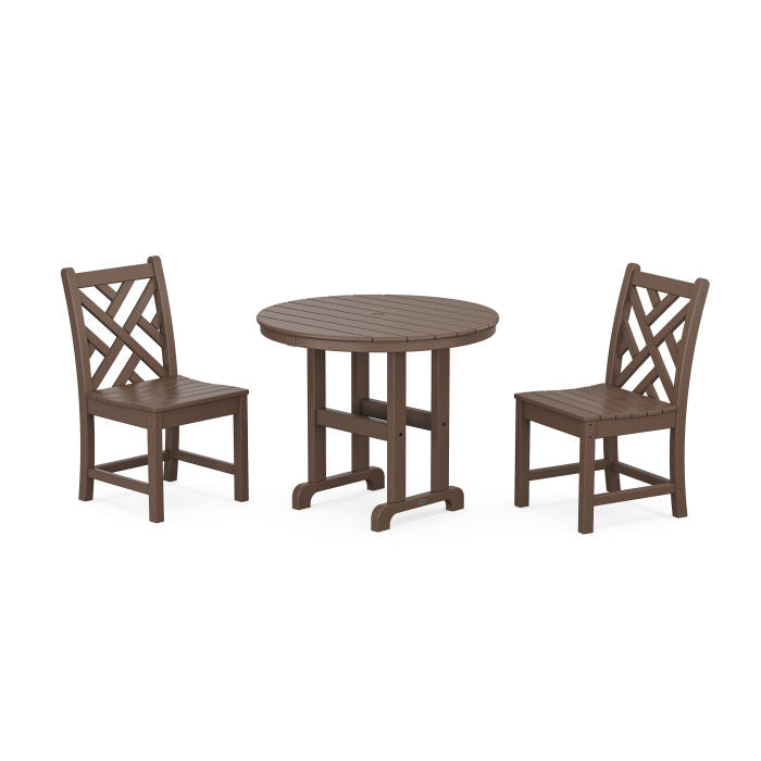 Polywood Chippendale Side Chair 3-Piece Round Dining Set PWS1325-1
