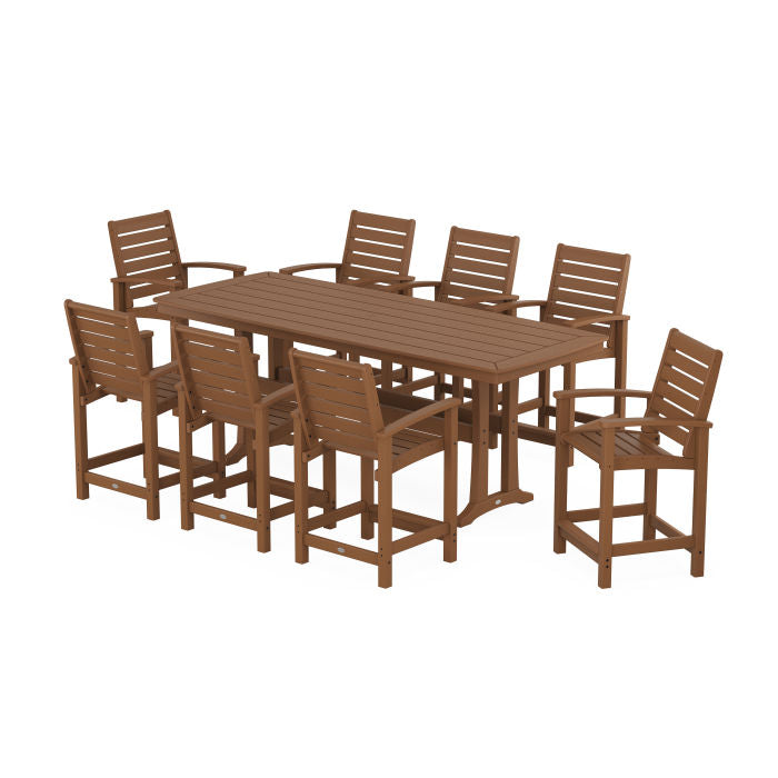 Polywood Signature 9-Piece Counter Set with Trestle Legs PWS1930-1