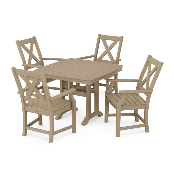 Polywood Braxton 5-Piece Dining Set with Trestle Legs in Vintage Finish PWS960-1-V