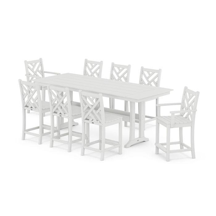 Polywood Chippendale 9-Piece Farmhouse Counter Set with Trestle Legs PWS1896-1