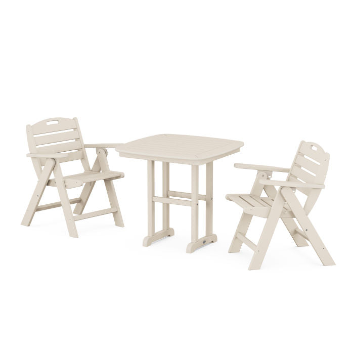 Polywood Nautical Folding Lowback Chair 3-Piece Dining Set PWS1219-1