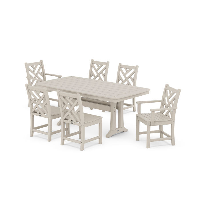 Polywood Chippendale 7-Piece Dining Set with Trestle Legs PWS636-1