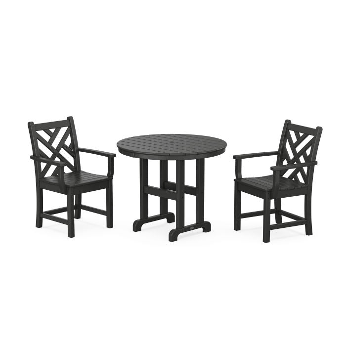 Polywood Chippendale 3-Piece Round Dining Set PWS1324-1