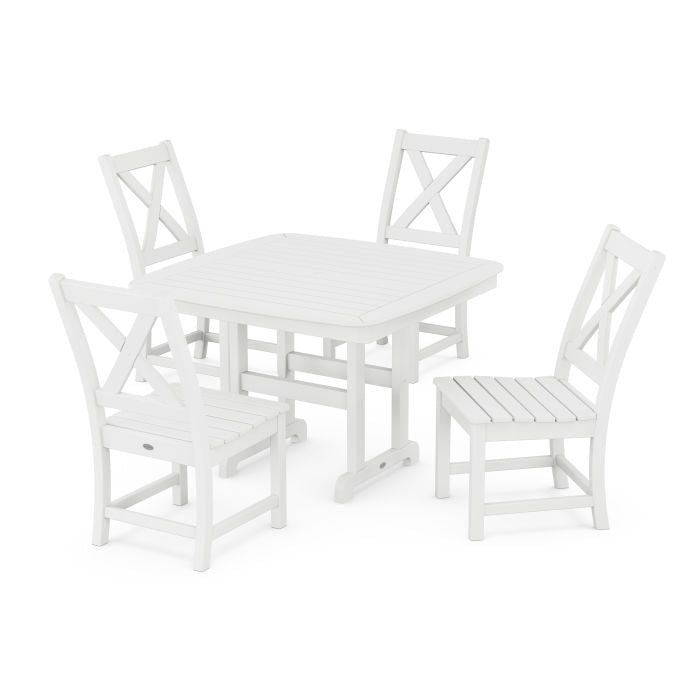 Polywood Braxton Side Chair 5-Piece Dining Set with Trestle Legs PWS909-1