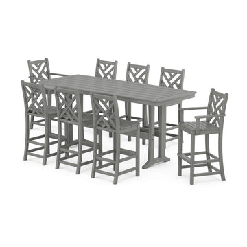 Polywood Chippendale 9-Piece Bar Set with Trestle Legs PWS1946-1