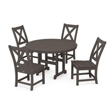 Polywood Braxton Side Chair 5-Piece Round Dining Set in Vintage Finish PWS1355-1-V