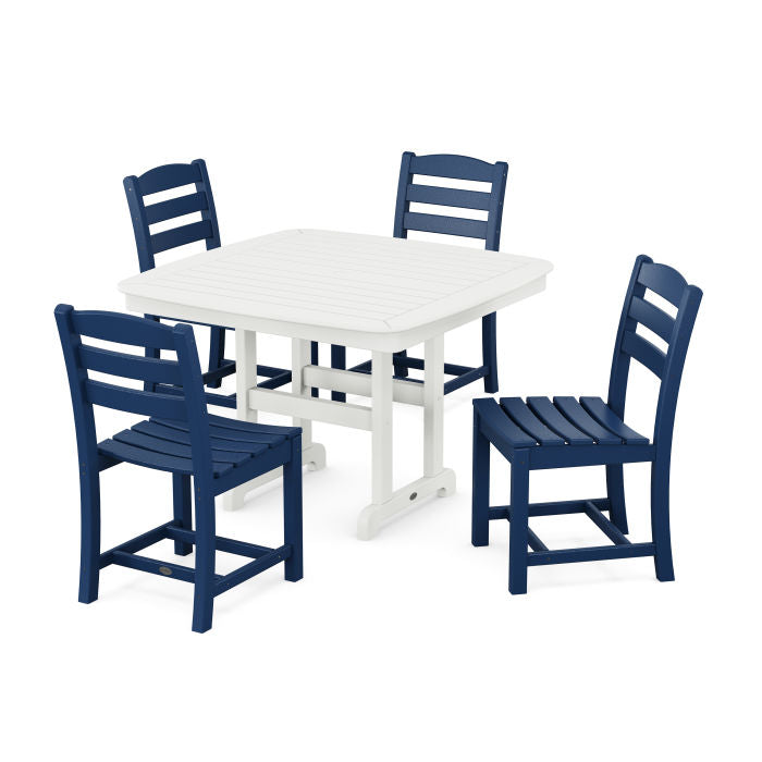 Polywood La Casa Café Side Chair 5-Piece Dining Set with Trestle Legs PWS920-1