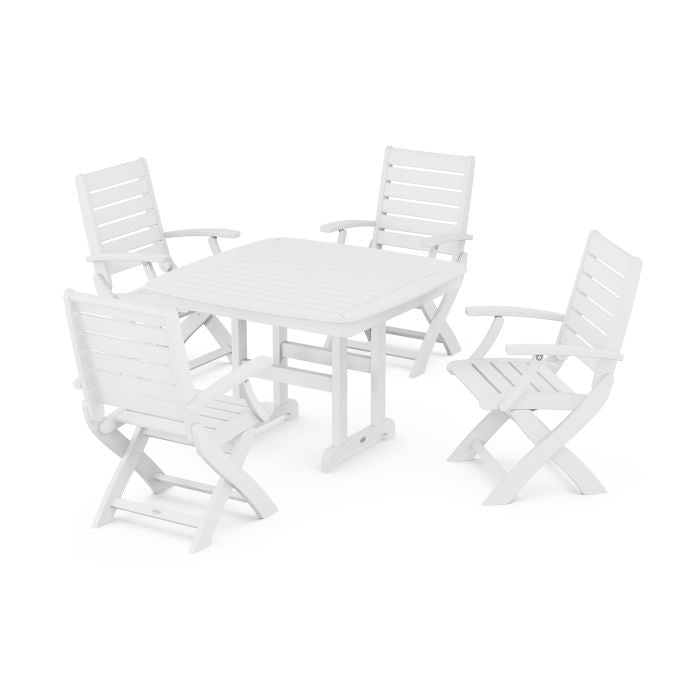 Polywood Signature Folding Chair 5-Piece Dining Set with Trestle Legs PWS932-1
