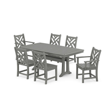 Polywood Chippendale 7-Piece Dining Set with Trestle Legs PWS636-1
