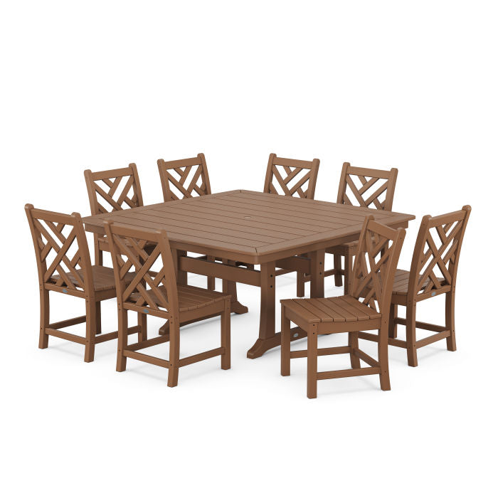 Polywood Chippendale 9-Piece Nautical Trestle Dining Set PWS735-1