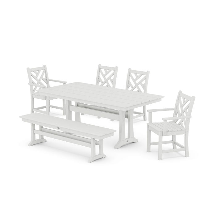 Polywood Chippendale 6-Piece Farmhouse Dining Set With Trestle Legs PWS998-1