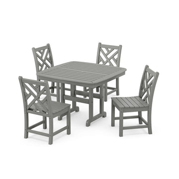Polywood Chippendale Side Chair 5-Piece Dining Set with Trestle Legs PWS912-1