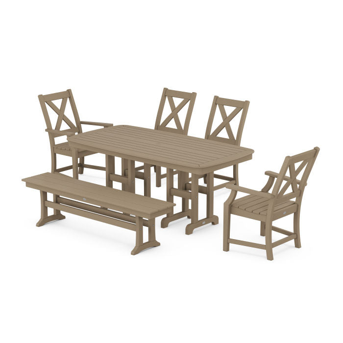 Polywood Braxton 6-Piece Dining Set with Bench in Vintage Finish PWS1257-1-V