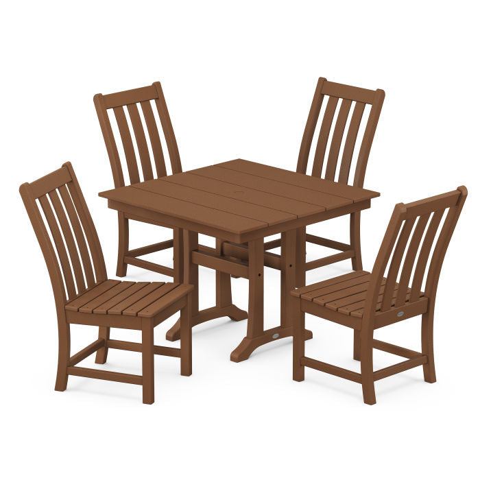 Polywood Vineyard 5-Piece Farmhouse Trestle Side Chair Dining Set PWS642-1