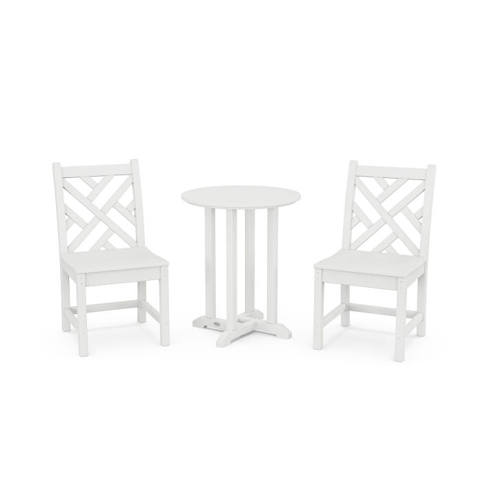 Polywood Chippendale Side Chair 3-Piece Round Dining Set PWS1292-1