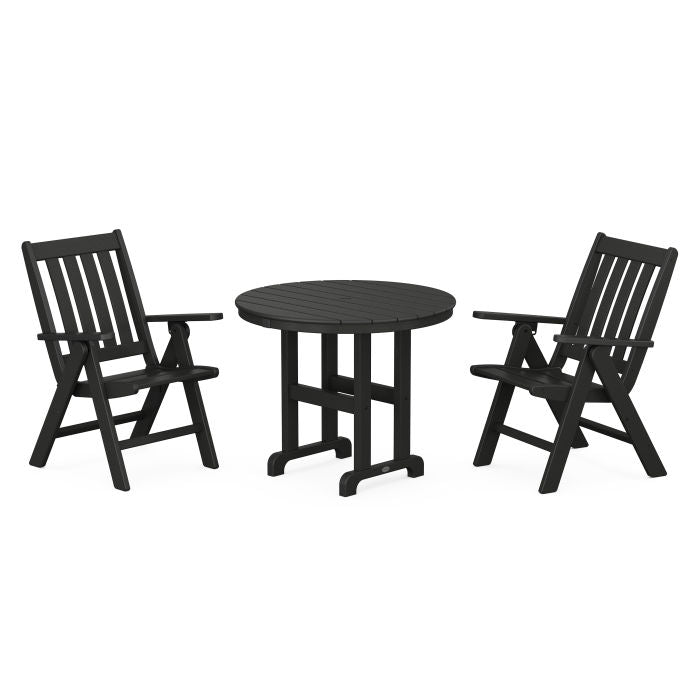 Polywood Vineyard Folding Chair 3-Piece Round Dining Set PWS1353-1