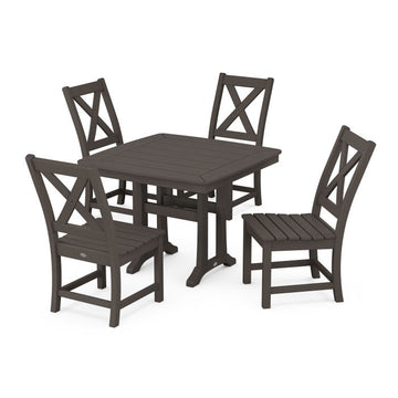 Polywood Braxton Side Chair 5-Piece Dining Set with Trestle Legs in Vintage Finish PWS961-1-V