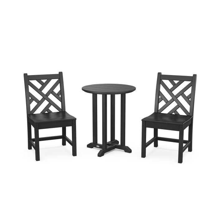 Polywood Chippendale Side Chair 3-Piece Round Dining Set PWS1292-1
