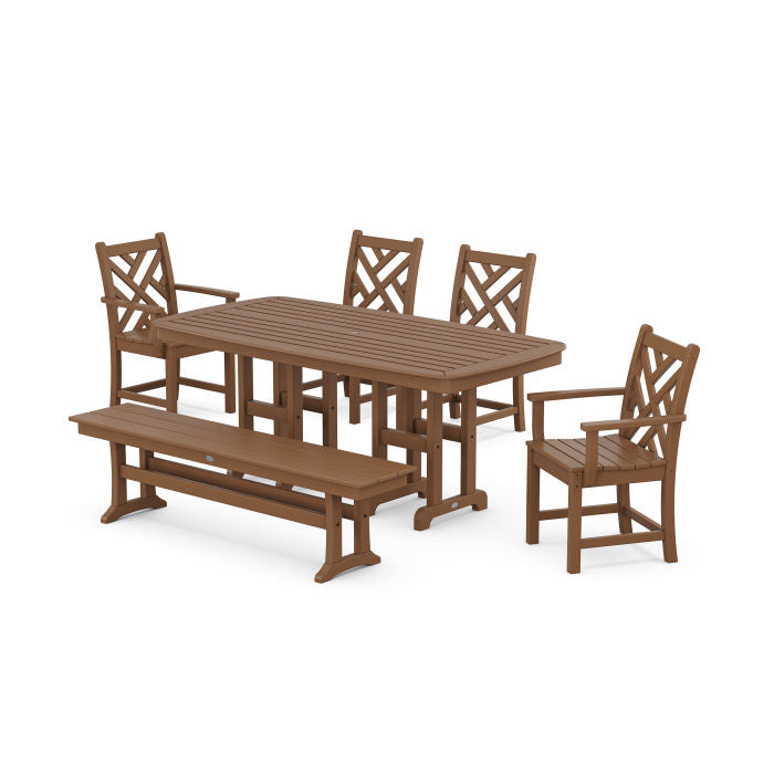 Polywood Chippendale 6-Piece Dining Set with Bench PWS1261-1