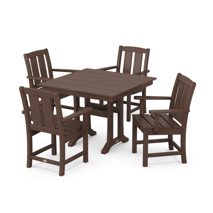 Polywood Mission 5-Piece Farmhouse Dining Set with Trestle Legs PWS2054-1