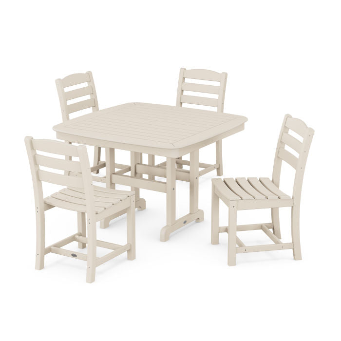 Polywood La Casa Café Side Chair 5-Piece Dining Set with Trestle Legs PWS920-1