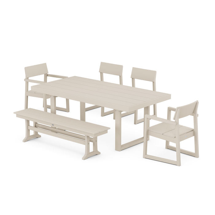 Polywood EDGE 6-Piece Dining Set with Bench PWS873-1