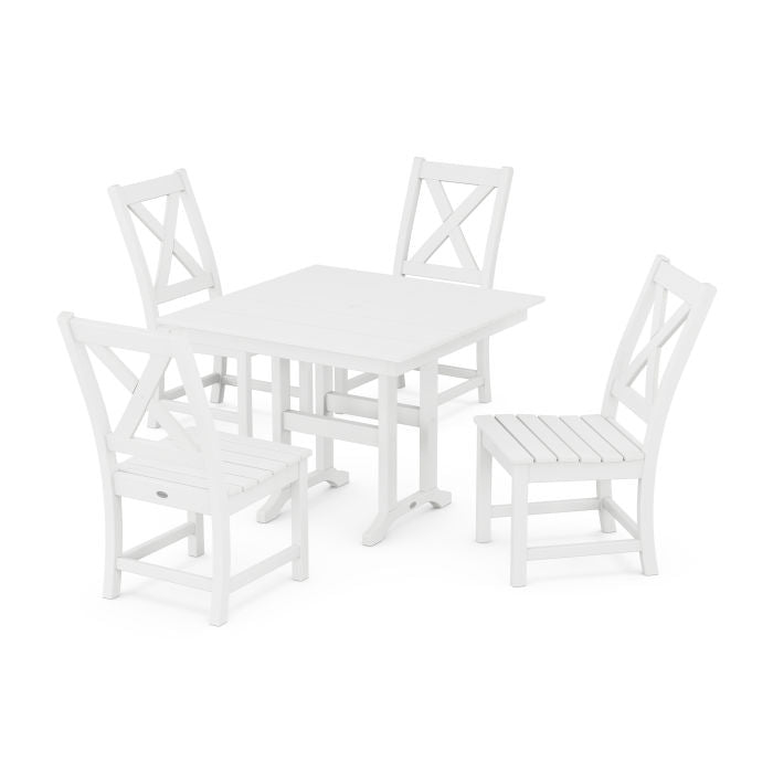 Polywood Braxton Side Chair 5-Piece Farmhouse Dining Set PWS1136-1