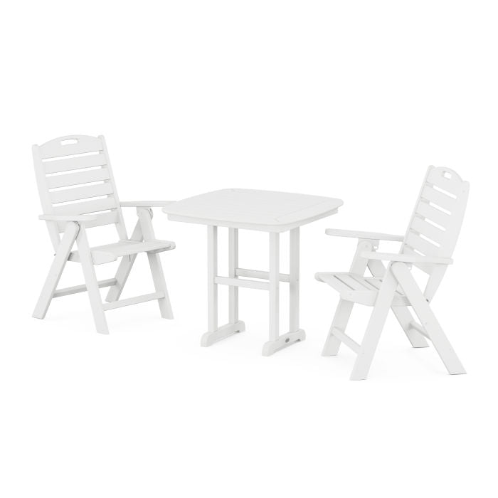 Polywood Nautical Folding Highback Chair 3-Piece Dining Set PWS1218-1