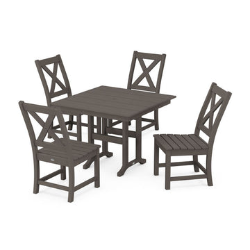 Polywood Braxton Side Chair 5-Piece Farmhouse Dining Set in Vintage Finish PWS1136-1-V