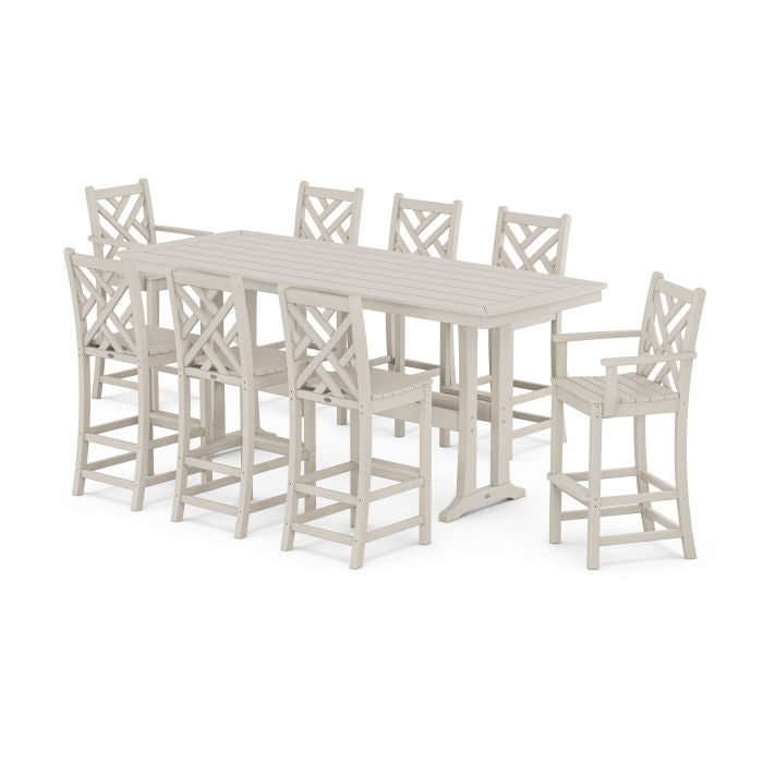Polywood Chippendale 9-Piece Bar Set with Trestle Legs PWS1946-1