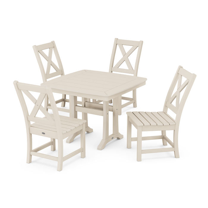 Polywood Braxton Side Chair 5-Piece Dining Set with Trestle Legs PWS961-1