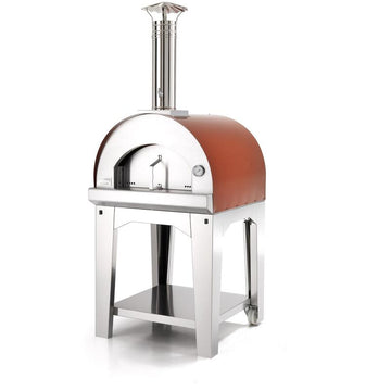 Fontana Forni Margherita 31 Inch Freestanding Red Wood Burning Oven and Grill