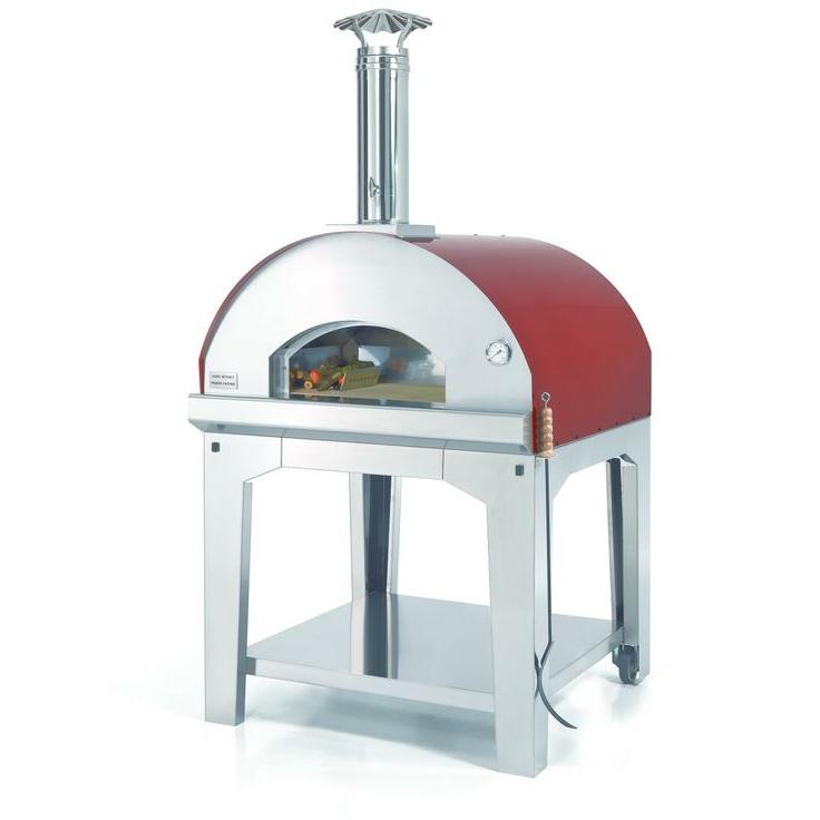 Fontana Forni Marinara 39 Inch Freestanding Red Wood Burning Oven and Grill