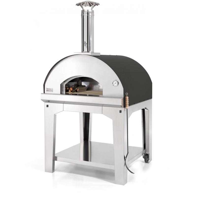 Fontana Forni Marinara 39 Inch Freestanding Anthrocite Wood Burning Oven and Grill