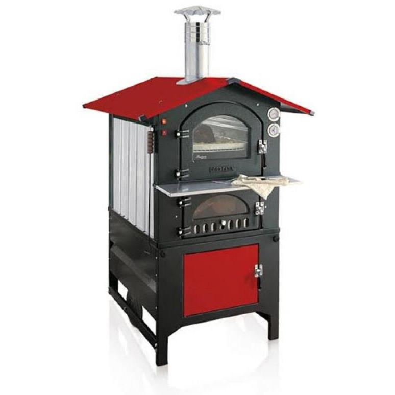 Fontana Forni Rosso 80RV 40 Inch Freestanding Wood Burning Oven and Grill